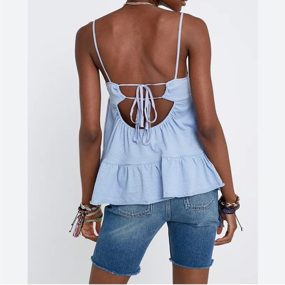 Urban Outfitters Babydoll Cami Flowy Open Back Feminine Blue Tank Women’s Med - Picture 2 of 7